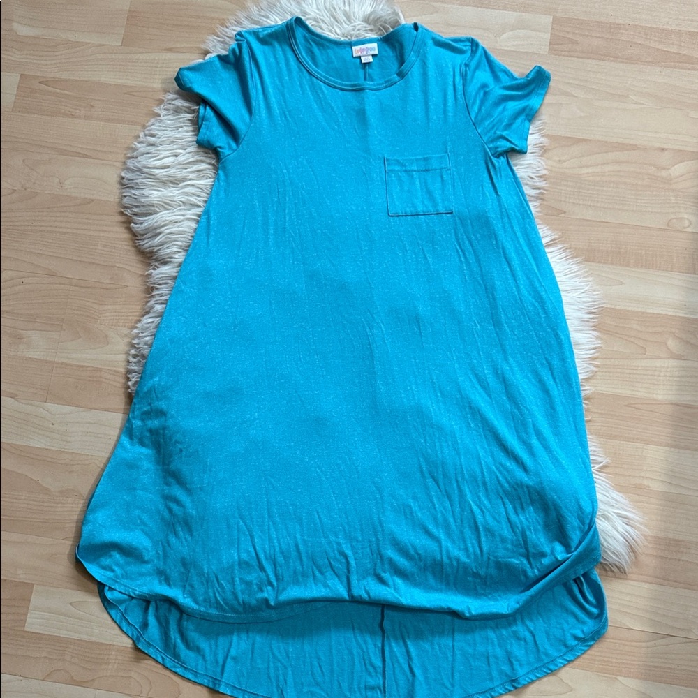 Lularoe Turquoise Heather Pocket Carly Swing Dress XS